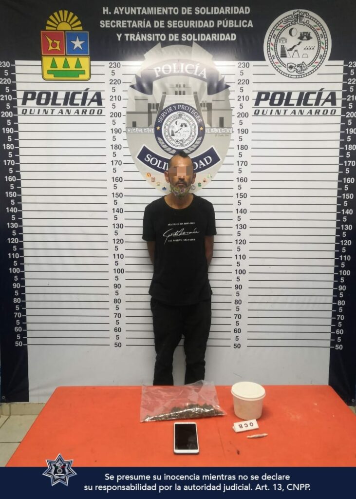 Capturan a sujeto en Playa del Carmen con posesión de drogas (Marihuana)