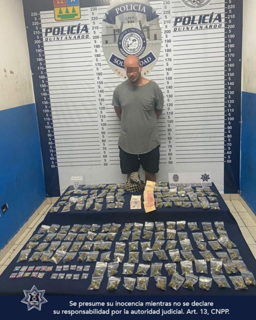 Dan captura a un sujeto en Playa del Carmen por posesión ilícita drogas