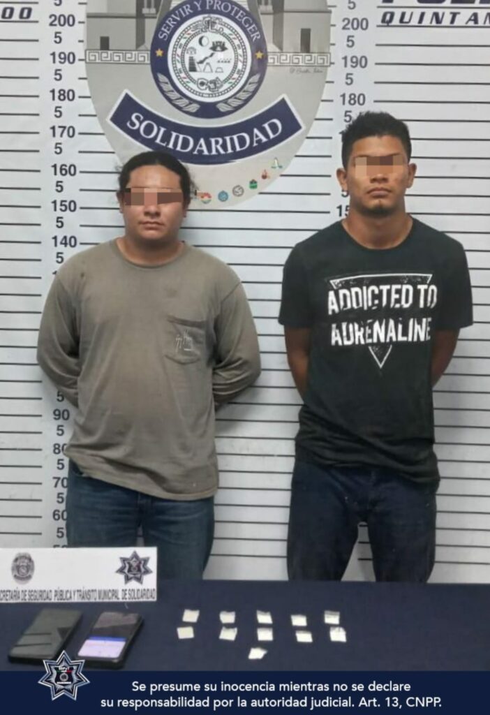 Dos sujetos en Playa del Carmen fueron capturados con posesión de cocaína