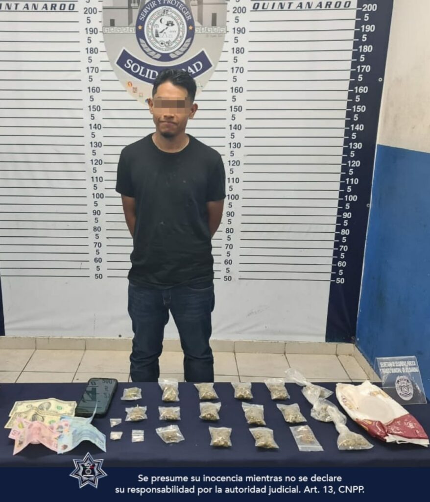 En operativo cae sujeto con droga en Playa del Carmen
