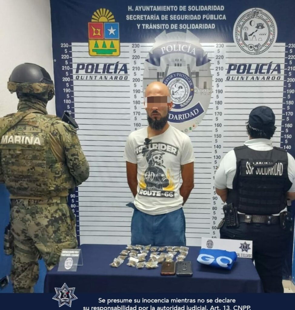 Golpe al narcomenudeo en Playa del Carmen detienen a sujeto con dosis de marihuana