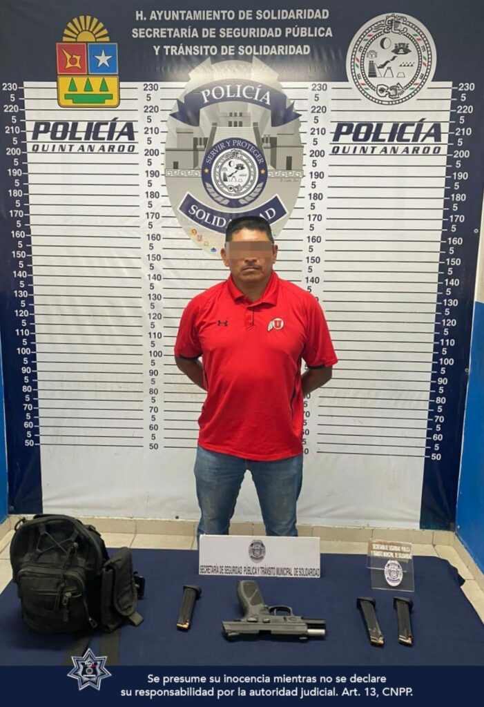 Detienen a sujeto con arma y cartuchos en Playa del Carmen