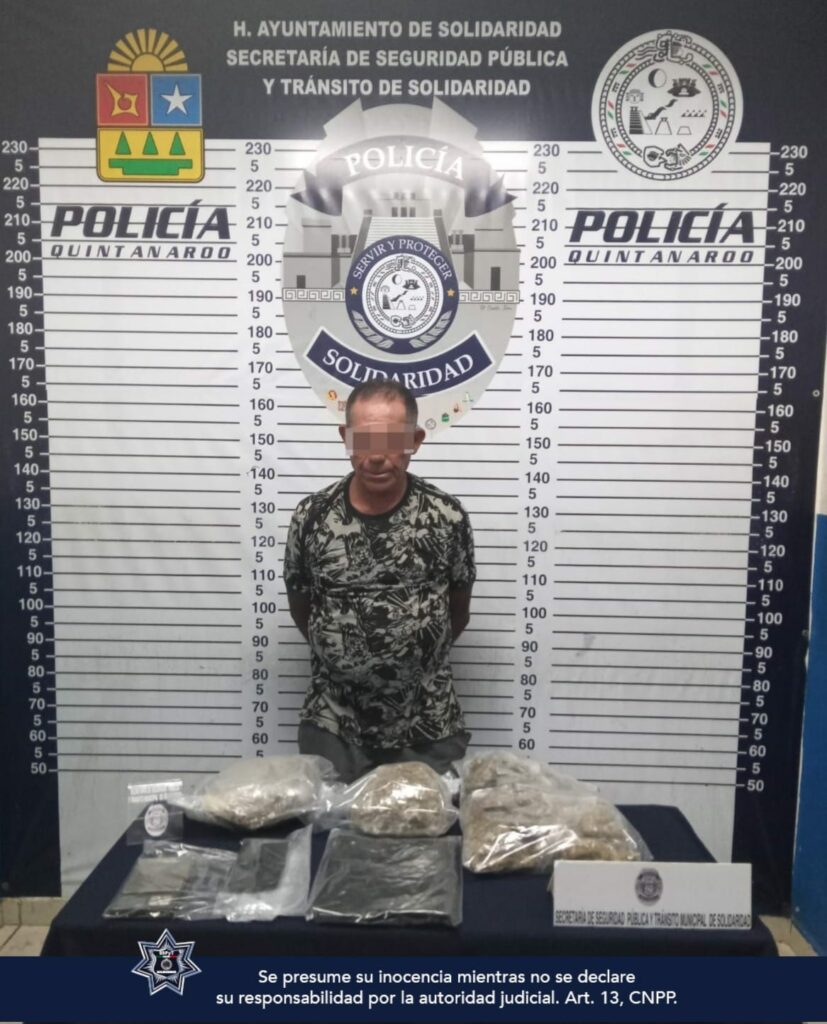 Capturan a sexagenario con posesión de marihuana en Playa del Carmen