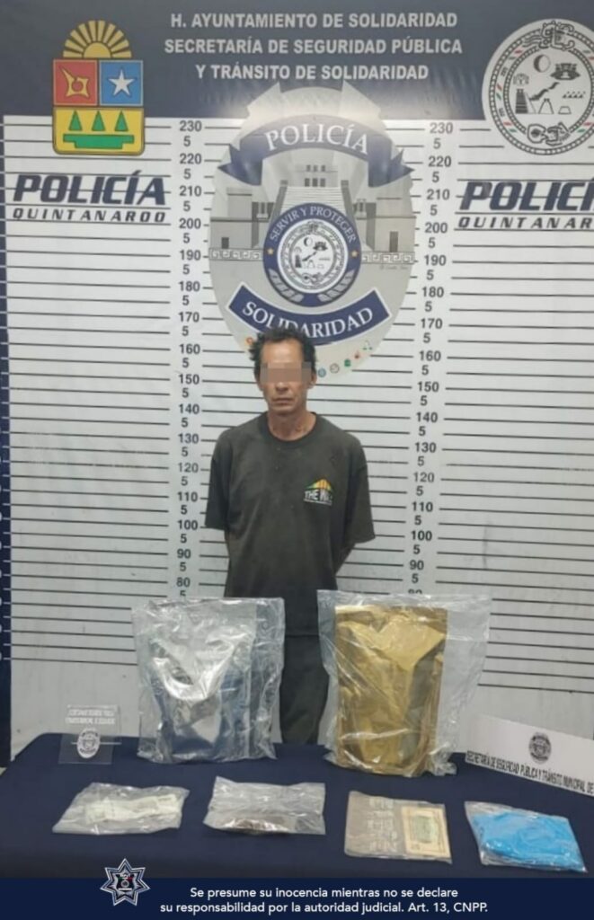Detienen a sujeto con sustancias ilícitas en Playa del Carmen