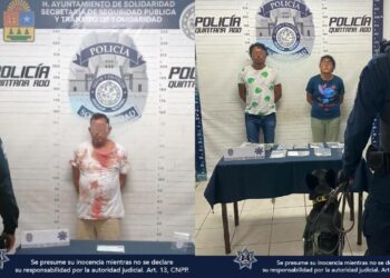 Policía Municipal de Solidaridad asegura a presunto homicida y a una pareja con posibles cartuchos útiles y narcóticos