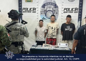 Policía Municipal de Solidaridad sigue dando golpes al narcomenudeo, esta vez asegurando a 3 sujetos