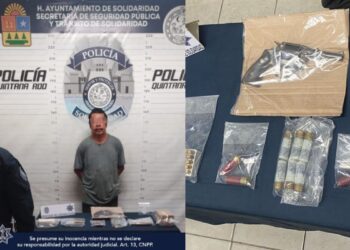 Policía Municipal detiene a sujeto en posesión de un arma de fuego y cartuchos en Solidaridad