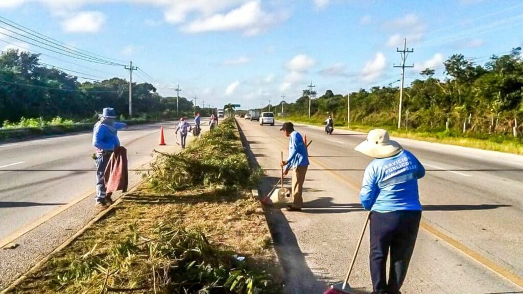 Mantienen carreteras limpias en Solidaridad