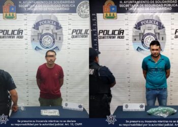 Policía Municipal de Solidaridad aseguro a dos sujetos, uno por manejar de forma negligente y a otro por agredir a una persona