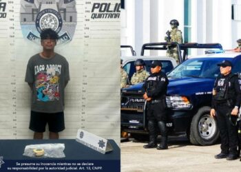 Policía Municipal de Solidaridad retiene a un sujeto por posible tentativa de robo a un comercio