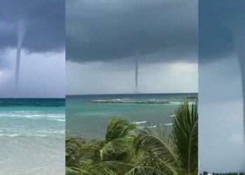 Emiten autoridades recomendaciones de cómo actuar ante una tromba marina como la de Xpu Ha